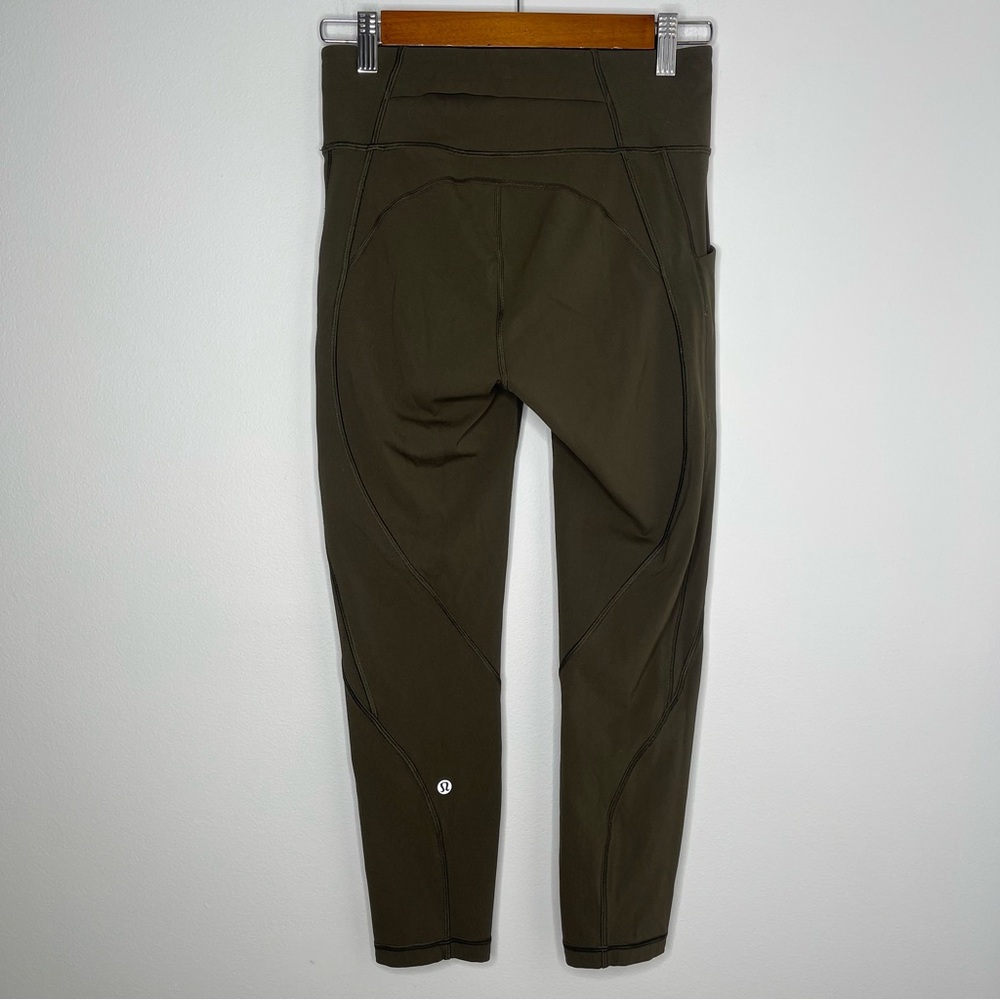 Lululemon Time to Sweat Crop Sz 6 Dark Olive  High Waist Leggings - Picture 5 of 8